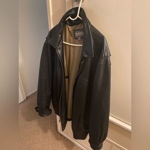 Wilson’s Black Leather Zip Up Collared Jacket / Coat